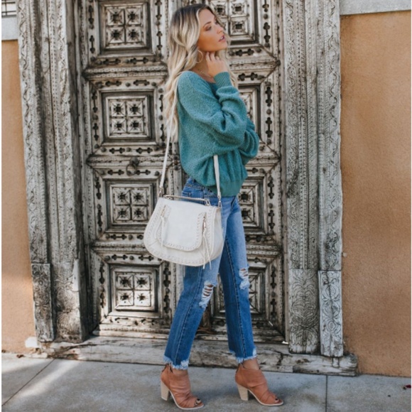 GWENIE Open Back Teal Sweater - Picture 3 of 7